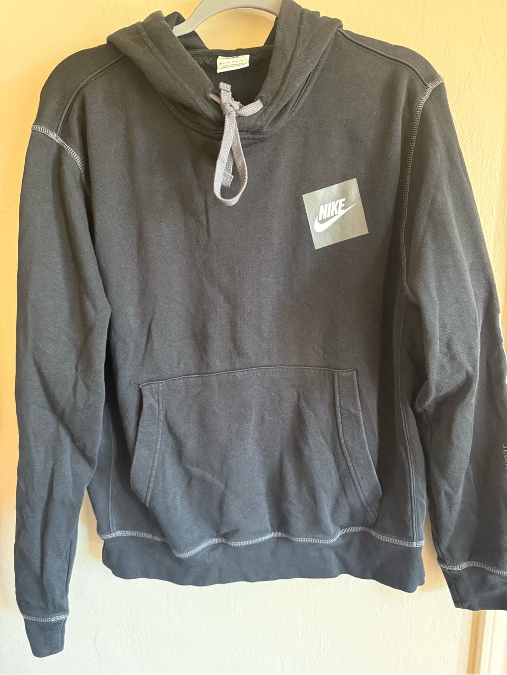 Nike Box Logo Contrast Stitch Hoodie Black Men's Size M
